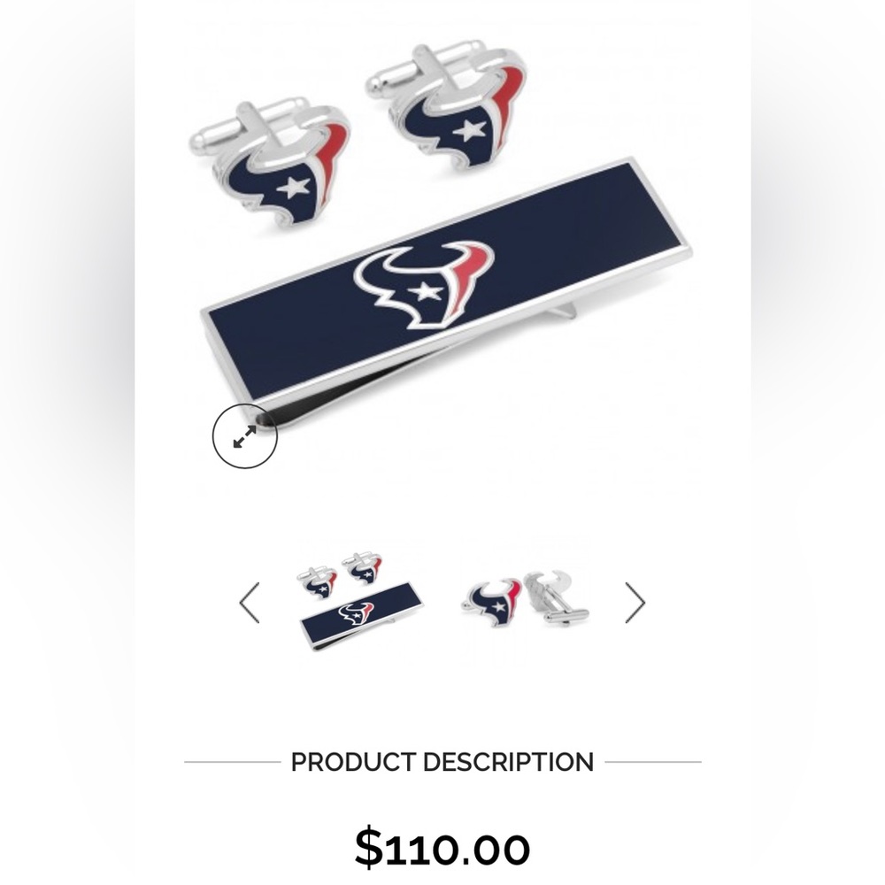 Houston Texans Cufflinks and Money clip